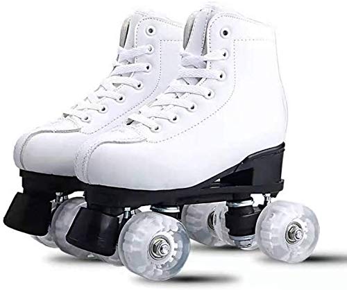 Lloow Patines Doble Fila Skates Ajustable de Alta Top Roller Skates Patines de Ruedas de Interior al Aire Libre para Adultos,Flash Wheel,34