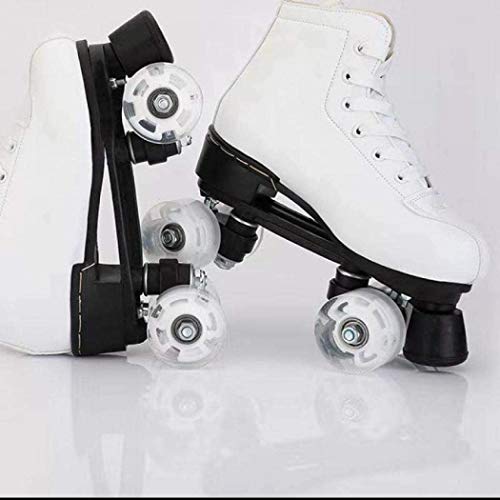 Lloow Patines Doble Fila Skates Ajustable de Alta Top Roller Skates Patines de Ruedas de Interior al Aire Libre para Adultos,Flash Wheel,34