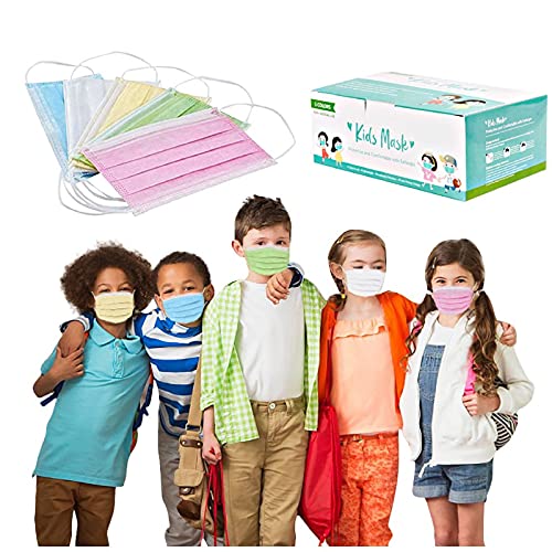 LQIAO 50 Unidades DE_Mascarillas Niños DF_Desechable,Color sólido SD_Mascarillas Infantiles