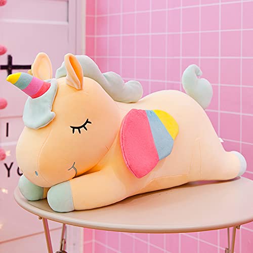 Lulihhhh 30-80cm Creativo Lindo Arco Iris Ángel Unicornio muñeca de Dibujos Animados Almohada de Juguete Regalo para niños muñecas acompañantes Ragdoll Amarillo 80cm