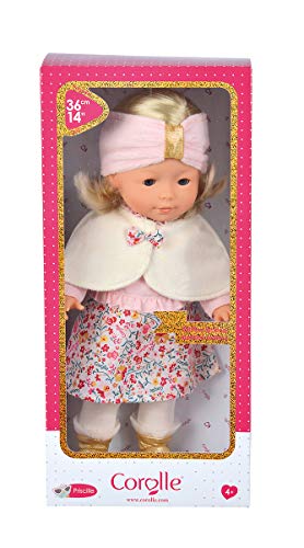 Ma Corolle Priscille - Muñeca de Cuerpo Blando con Pelo Medio Largo y Ojos para Dormir, Aroma de Vainilla, 36 cm, para niños a Partir de 4 años