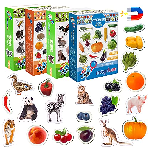 magdum Imanes Nevera niños Granja+Zoo+Frutas+Verduras - 85 Grandes imanes Bebes - Montessori Bebe - Animales de Juguete - Juguetes Bebes - Juegos educativos niños - Nevera Juguete - Iman de Nevera