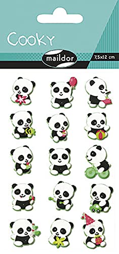 Maildor CY016O - Un sachet de gommettes 3D Cooky 1 planche 7,5x12cm, Panda (15 stickers)