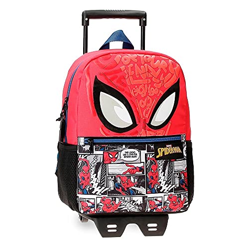 Marvel Spiderman Comic Mochila Escolar con Carro Rojo 25x32x12 cms Poliéster 9,6L