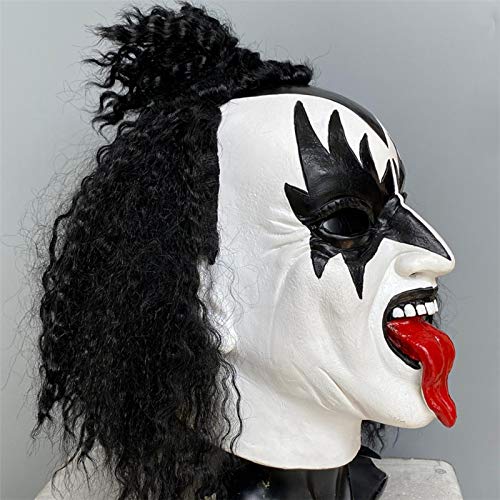 Máscara KISS-Gene Si-mmons de plomo cantante, aspecto realista, máscara de Halloween, máscara de atemorización, máscara de terror, máscara de festival de música loca disfraz cosplay Props Unisex