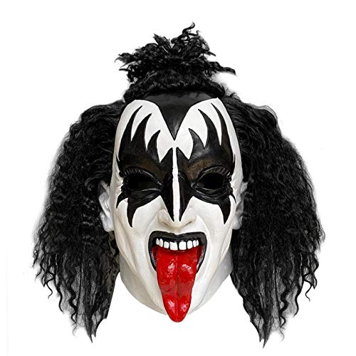 Máscara KISS-Gene Si-mmons de plomo cantante, aspecto realista, máscara de Halloween, máscara de atemorización, máscara de terror, máscara de festival de música loca disfraz cosplay Props Unisex