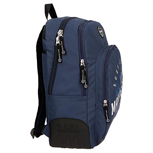 Maui & Sons Shaka Mochila adaptable doble compartimento + estuche escolar, color Azul Marino