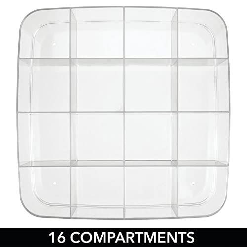 mDesign Vitrina coleccionista – Caja expositora para pared en plástico con 16 divisiones – Estantería de pared cuadrada para coches de colección, figuras, esmalte de uñas o perfumes – transparente