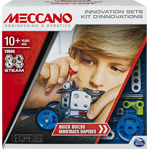 MECCANO - Kit de INVENCIONES - MONTAJAS Rapides - Estuche de invenciones con 79 Piezas y 2 Herramientas - Juego de construcción - 6047095 - Juguete Infantil de 10 años y +