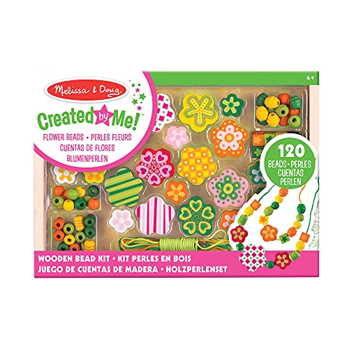 Melissa & Doug - Flores abundantes, Juego de Cuentas de Madera (14178)