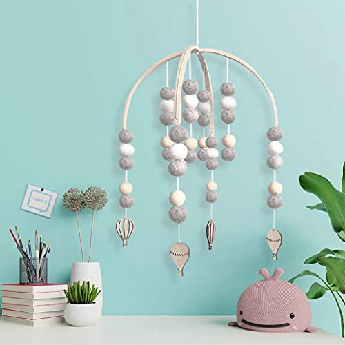 MERIGLARE Cuna de bebé móvil de Madera Estilo nórdico Minimalista con Bolas de Lana Campana de Viento interactiva para niños Accesorios de fotografía Infantil - Ballon