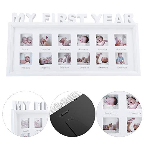 Mi Primer Cuadro de AñO Baby Picture Keepsake Frame Pared Blanco ÁLbumes Memorables de FotografíAs Infantiles con Pies de Soporte y Gancho, Regalo del DíA de la Madre para Mamá Padres