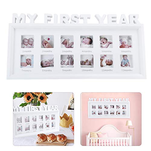 Mi Primer Cuadro de AñO Baby Picture Keepsake Frame Pared Blanco ÁLbumes Memorables de FotografíAs Infantiles con Pies de Soporte y Gancho, Regalo del DíA de la Madre para Mamá Padres