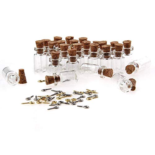 Minibiberón con tapón de corcho Tininna 50 o 100 unidades, 0,5 ml pequeño, biberones con tapón de corcho (minibiberones con corcho)., Vidrio, 100pcs