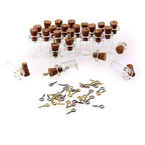 Minibiberón con tapón de corcho Tininna 50 o 100 unidades, 0,5 ml pequeño, biberones con tapón de corcho (minibiberones con corcho)., Vidrio, 100pcs