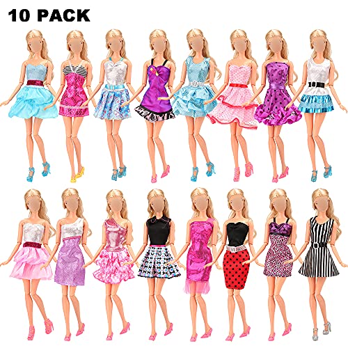 Miunana 27 Artículos para Muñecas = 10 Ropas Vestidos +10 PCS Zapatos para 11.5 Pulgadas + 5 Ropas Vestidos +2 PCS Zapatos para 6 Pulgadas