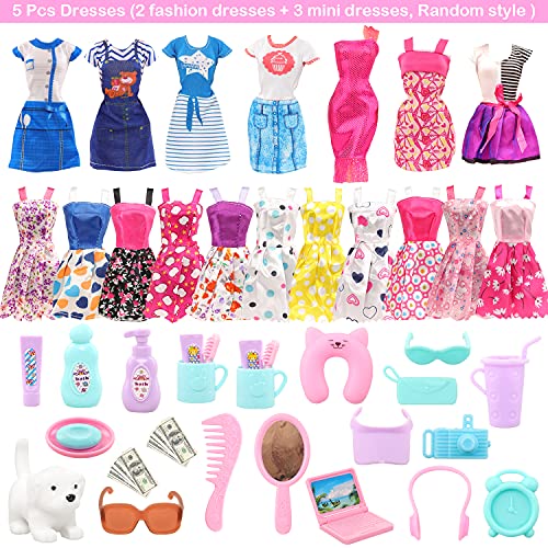 Miunana 31 Accesorios para 28-30 cm De 11,5 Pulgadas: 5 Ropa + Maleta + 25 Otros Accesorios (No Incluye Muñeca)