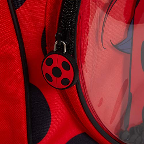 Mochila de mariquita milagrosa para niños, bolsa de almuerzo con bolsillo de lentejuelas con cremallera, Red, Talla única, Mochila