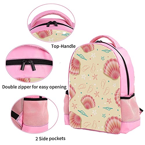 Mochila para niños con conchas de mar rosadas de verano, para niños y niñas de escuela primaria, bolsa de libros, mochila multicapa para alumnos, grado 1-6