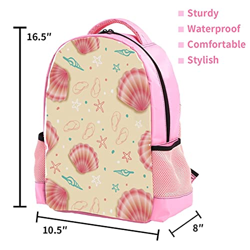 Mochila para niños con conchas de mar rosadas de verano, para niños y niñas de escuela primaria, bolsa de libros, mochila multicapa para alumnos, grado 1-6