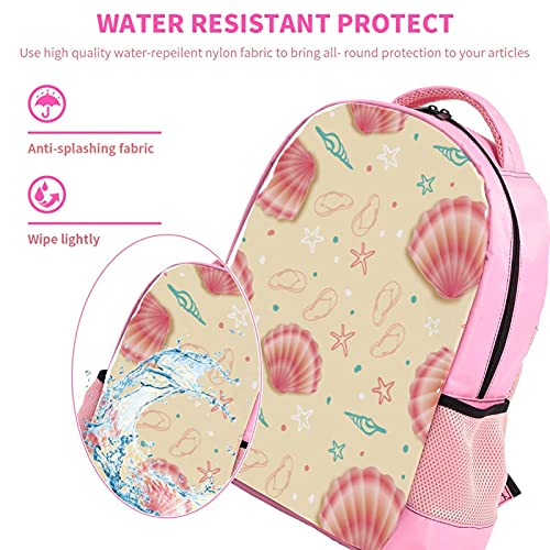 Mochila para niños con conchas de mar rosadas de verano, para niños y niñas de escuela primaria, bolsa de libros, mochila multicapa para alumnos, grado 1-6