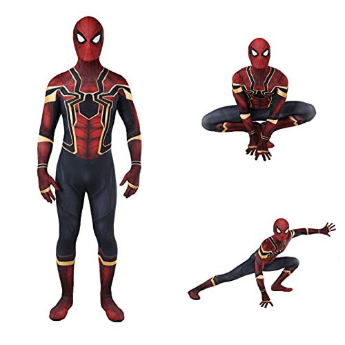 MODRYER Spiderman Cosplay Jumpsuit Adulto Niños Superhéroe Movie Fans Body Homecoming Spider-Verso Ps4 Anime Performance Trajes Ajustados, Iron Spider B-Adults/S 140~150cm