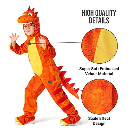 MORPH Costume Disfraz Dinosaurio Niños y Niñas T Rex Naranja, Disfraz Halloween Niño Talla M