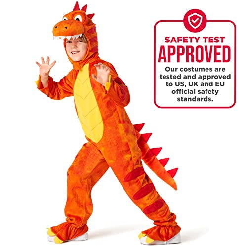 MORPH Costume Disfraz Dinosaurio Niños y Niñas T Rex Naranja, Disfraz Halloween Niño Talla M