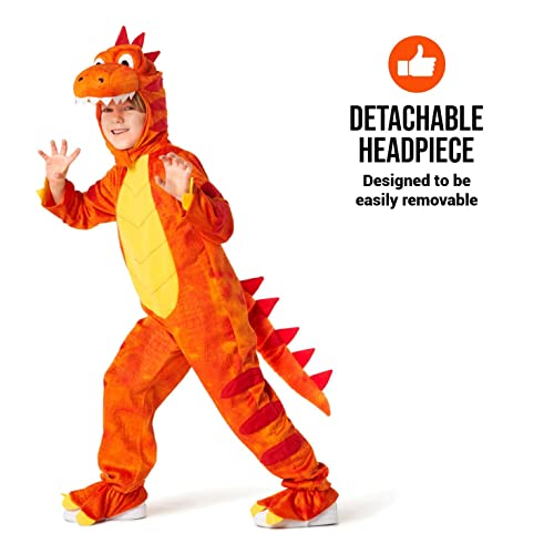 MORPH Costume Disfraz Dinosaurio Niños y Niñas T Rex Naranja, Disfraz Halloween Niño Talla M