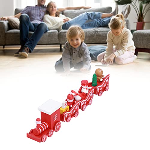 MOUMOUTEN Mini Tren de Madera 4PCS, Juego de Rompecabezas de Modelo de Tren de Dibujos Animados de Juguetes de Tren de Navidad(B)