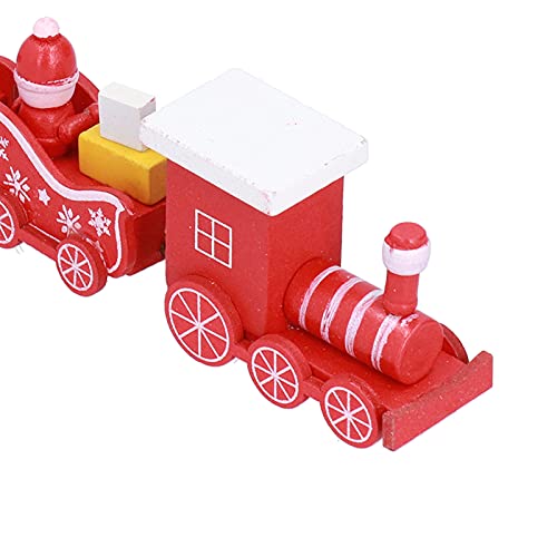 MOUMOUTEN Mini Tren de Madera 4PCS, Juego de Rompecabezas de Modelo de Tren de Dibujos Animados de Juguetes de Tren de Navidad(B)