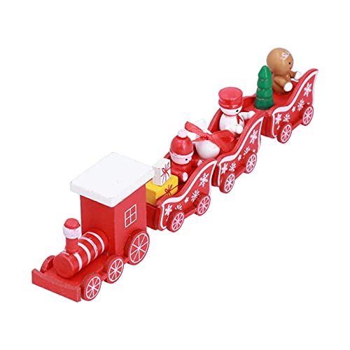 MOUMOUTEN Mini Tren de Madera 4PCS, Juego de Rompecabezas de Modelo de Tren de Dibujos Animados de Juguetes de Tren de Navidad(B)