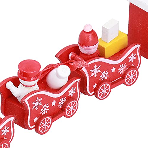 MOUMOUTEN Mini Tren de Madera 4PCS, Juego de Rompecabezas de Modelo de Tren de Dibujos Animados de Juguetes de Tren de Navidad(B)