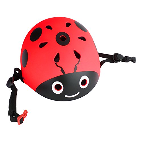 MSemis Casco Mariquita Protección de Seguridad para Niños Niñas Cascos Infantiles Ligeros Multiuso Skateboarding Scooting Correas Ajustables Rojo Talla Única