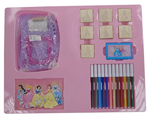 Multiprint Máquina crea Pegatinas Disney Princess, Made in Italy, 7 Sellos, Álbum con Marcadores, Set Sellos Niños Persolanizados, en Madera y Caucho Natural, Tinta Lavable no Tóxica, Idea de Regalo, art.08660