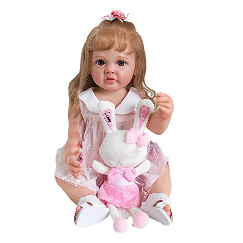 Muñeca de bebé de 22 pulgadas, cuerpo completo de silicona realista, muñecas renacidas, juguetes de muñeca para niños pequeños con peluche suave, regalos para niños pequeños y adultos