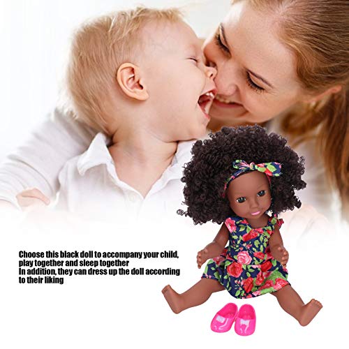 Muñeca Reborn de 35 cm, Exquisita muñeca Negra Africana para niños realistas Linda muñeca Afro Juguete para niñoS Juego de Roles Regalo muñecas de Cuerpo Completo para niños Regalo(Q14-155)