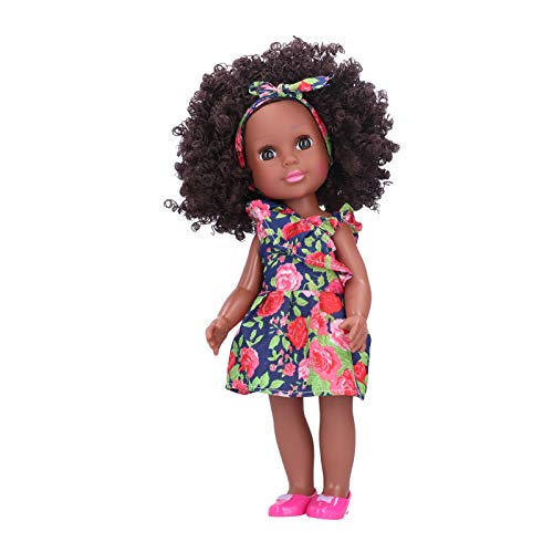 Muñeca Reborn de 35 cm, Exquisita muñeca Negra Africana para niños realistas Linda muñeca Afro Juguete para niñoS Juego de Roles Regalo muñecas de Cuerpo Completo para niños Regalo(Q14-155)