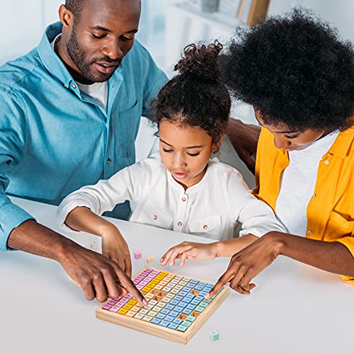 Navaris Tabla de multiplicar de madera - Juego de aprendizaje tablas de multiplicaciones para niños de primaria - Juguete montessori de matemáticas