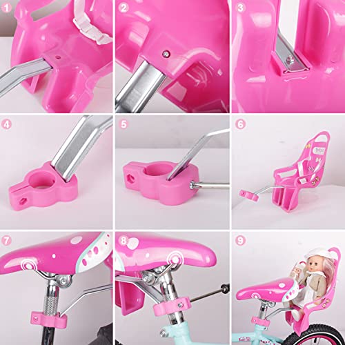 NEWCOMDIGI Bicicleta infantil, asiento de muñeca con pegatinas, para muñecas de 45 cm y adecuado para la mayoría de bicicletas, regalos para niños en Navidad, Día del Niño