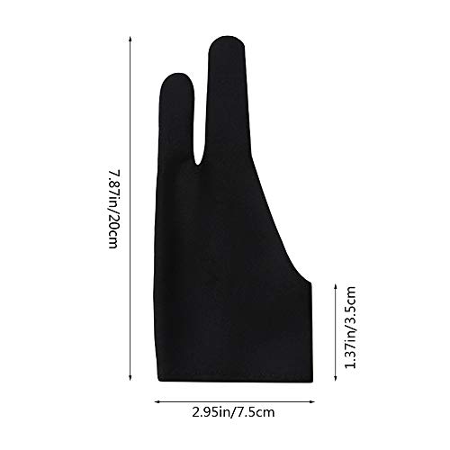 Nifocc 4 guantes de artista para dibujo gráfico de 2 dedos para tableta, monitor de pintura, papel de boceto, apto para mano izquierda y derecha, 17,5 x 7,5 cm, color negro