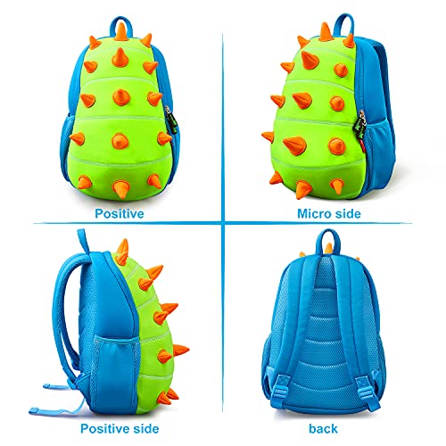 NOHOO Mochila para niños pequeños, lindo zoológico, impermeable, bolsa de dibujos animados en 3D, mochila para niños pequeños para preescolar, niños pequeños de 3 a 7 años (Dinosaurio azul)