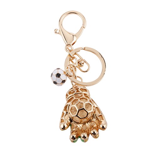 non-brand Colgantes de Rhinestone Cristal Llavero de Portero Fútbol Regalo para Amigos - Oro Verde