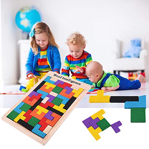 #N/V Colorido Tetris de Madera Puzzle Tangram Cerebro Teaser Puzzle Juguetes Educativos