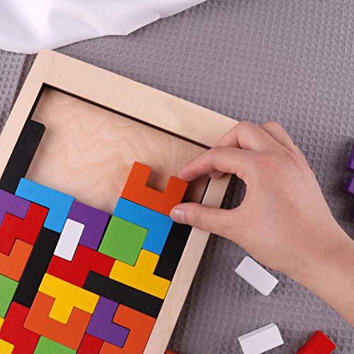 #N/V Colorido Tetris de Madera Puzzle Tangram Cerebro Teaser Puzzle Juguetes Educativos