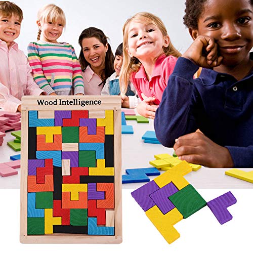 #N/V Colorido Tetris de Madera Puzzle Tangram Cerebro Teaser Puzzle Juguetes Educativos