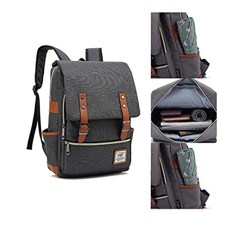 NYLY Mochila portátil de 15 Pulgadas con Puerto de Carga USB, Mochila de Senderismo de Ocio Adolescente, Bolsa de la Escuela de Harry Potter Unisex Gris Oscuro