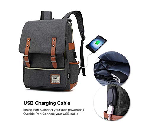 NYLY Mochila portátil de 15 Pulgadas con Puerto de Carga USB, Mochila de Senderismo de Ocio Adolescente, Bolsa de la Escuela de Harry Potter Unisex Gris Oscuro