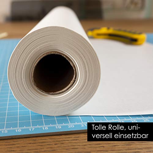 OfficeTree 50 m Rollo de Papel para dibujo 33 cm ancho - 40 g/qm² Calidad premium - Blanco - Papel de dibujo para dibujo técnico