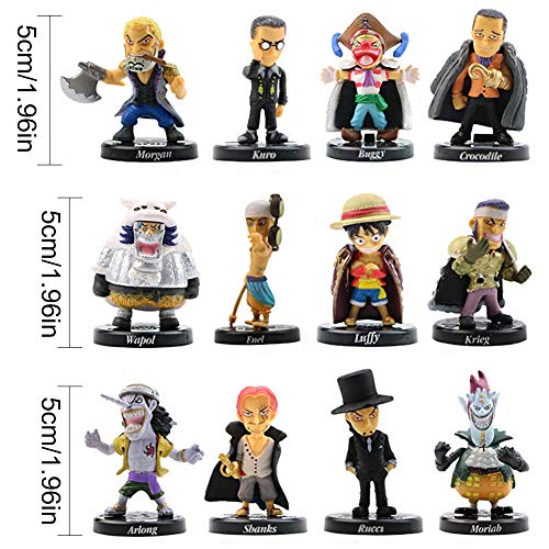 One Piece Doll Cake Topper Pastel Decoración Suministros 12Pcs Piratas adornos para tartas Luffy Figures Muñeca Hecha a Mano Muñeca Decoración para niños Set